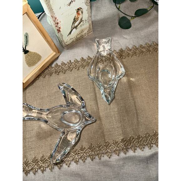 Vintage Princess House Crystal Bird Candy Dish Bundle Set Lot Home Accent Decor - Picture 1 of 11